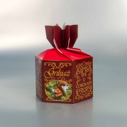 Grilijaš - šestougaona kutija za čokoladirano voće "Filgold", Crna Gora