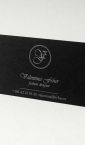 Luksuzne vizit kartice "Valentina Feher" / specijalni crni reljefni papir, srebrna ofset štampa, obostrano
