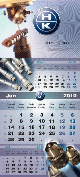 Poslovni zidni kalendari - Hahn+Kolb - trodelni kolor 2010