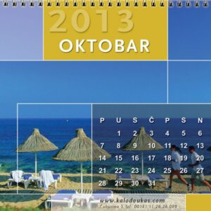 stoni kalendar 2013, 12+1 list spiralni povez, kaširana podloška.