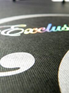 reklamne kese sa ručkama od kanapa, specijalni papir u boji, ofet štampa srebrna + hologramski folitisak