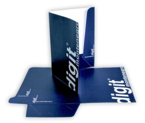 kartonski folderi sa dve klapne, ofset ujednoj boji, mat plastifikacija