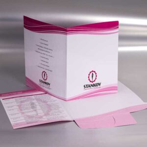 poslovne kartonske fascikle sa dve klapne, ofset štampa, dve boje, mat plastifikacija