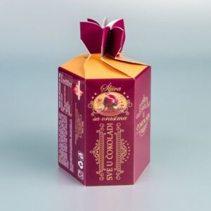 Šestougaona kutija manja, kolor štampa, mat plastifikacija