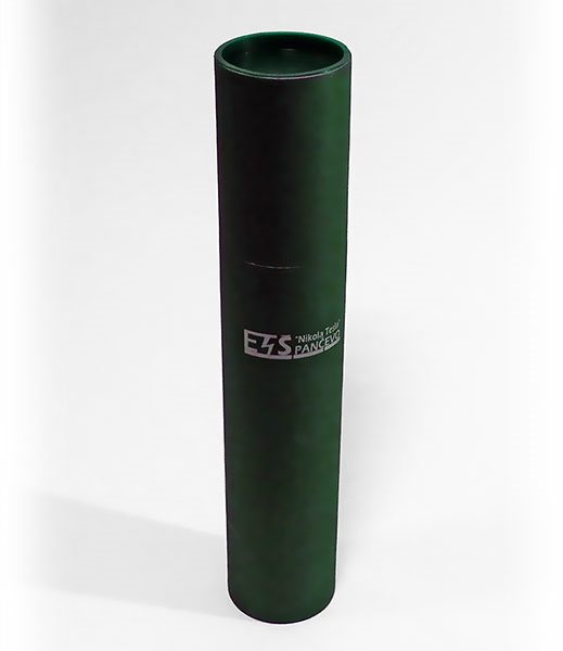 valjkaste tube, obložene reljefnim zelenim papirom u boji, ofset štampa srebrnom bojom