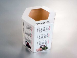 originalni kalendari, šestougaona sklopiva kutija za olovke / stoni kalendar, kolor, mat laminacija