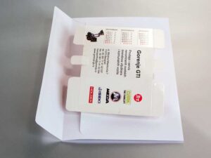 originalni kalendari, šestougaona sklopiva kutija za olovke / stoni kalendar, na standardnom ameriken kovertu