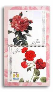 ~230x230x2mm kalendar na štampanoj podloški, 6+1 list, pun kolor