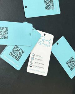Kaširane etikete, štancovane, obostana ofset štampa, qr kod, mat plastifikacija