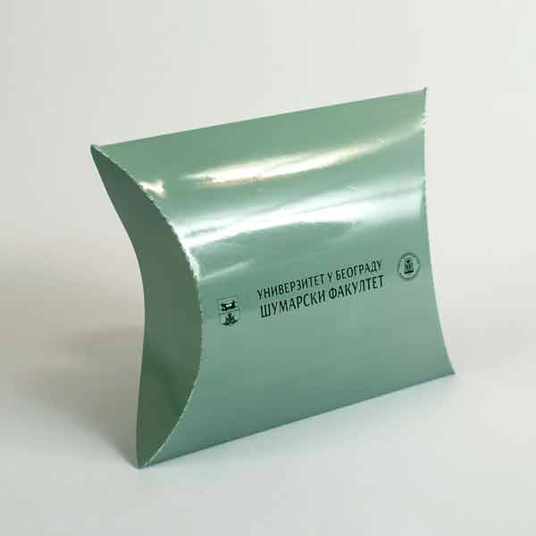 reklamna kutijica pillow box M2, dve boje,sjajna plastifikacija
