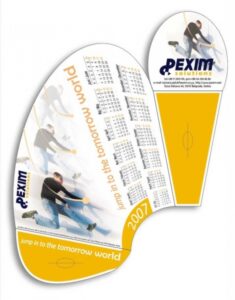 Čestitka kalendar, originalnog izgleda, "školjka" (idejno rešenje)