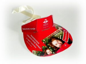 Kartonski visori (širiti) 350 gr/m2 kunstdruk ili 270gr/m2 GC1, kolor štampa, mat plastifikacija, satenska traka
