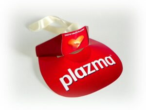 Kartonski visori (širiti) 350 gr/m2 kunstdruk ili 270gr/m2 GC1, kolor štampa, mat plastifikacija, satenska traka