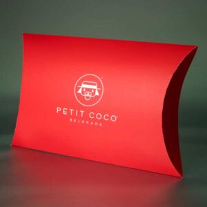 kutija sa ručkom od kanapa, štampa u jednoj boji, mat plastifikacija, crvena